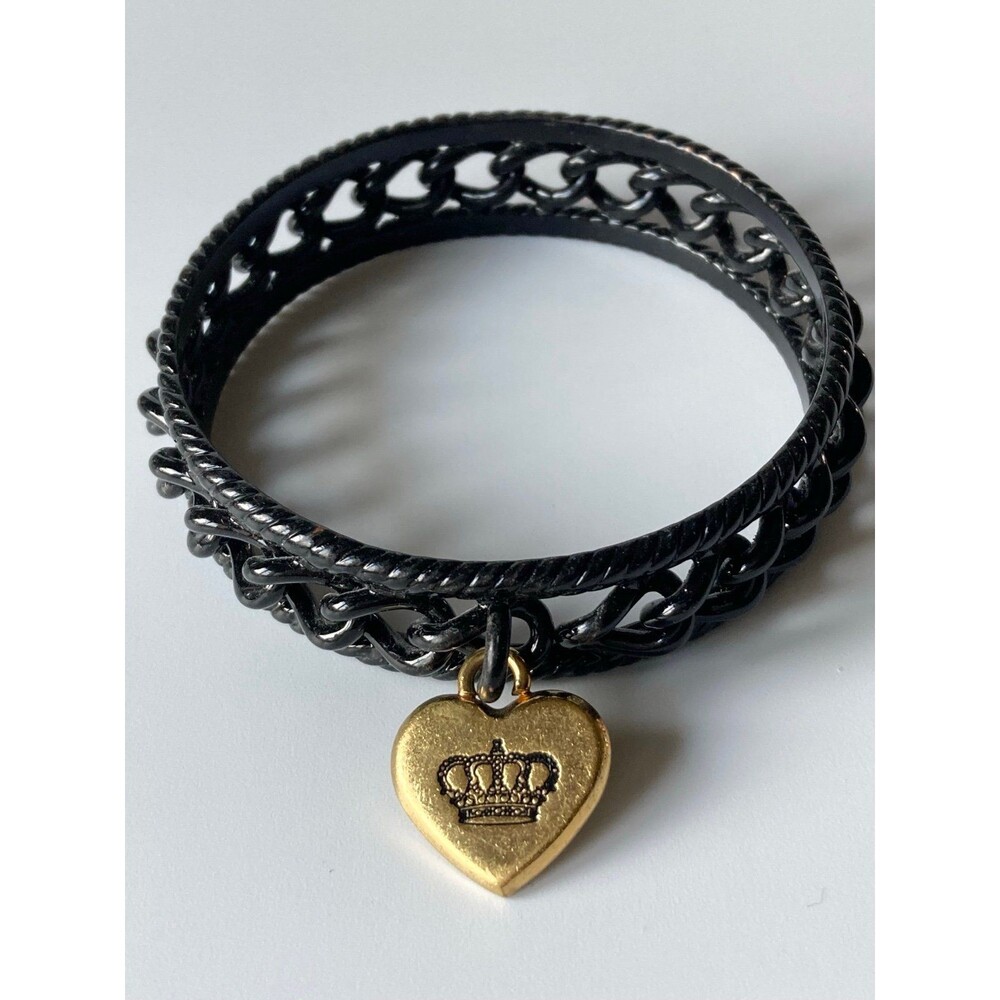 Juicy Couture Y2K metal heart charm bangle bracelet